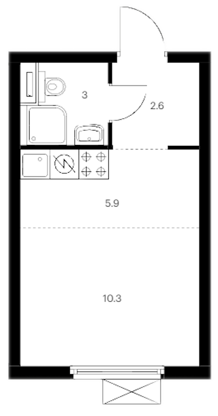 Квартира студия 21.8 м², 8/12 эт., ЖК «Витебский парк»